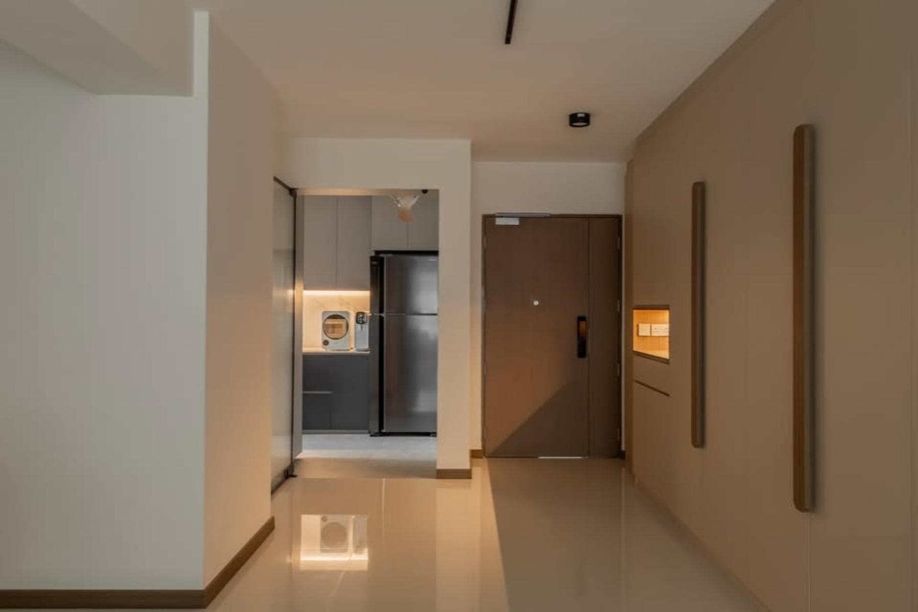 Modern Entryway with Shoe Cabinets and Doors